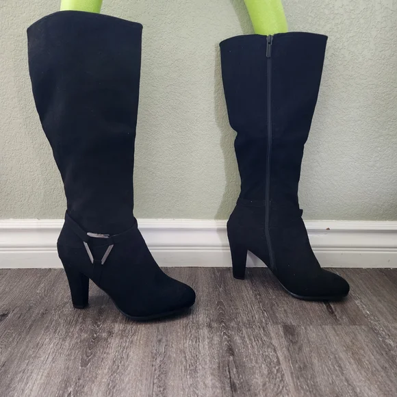 IMPO Suade OZZIE - Black Wide Calf-High Zip-up Women's Boots - Size: 8 - Picture 4 of 8